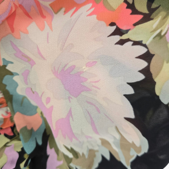 Maeve Anthropologie Black Floral V Neck Fit & Flare Semi Sheer Dress Size Small - Picture 8 of 9